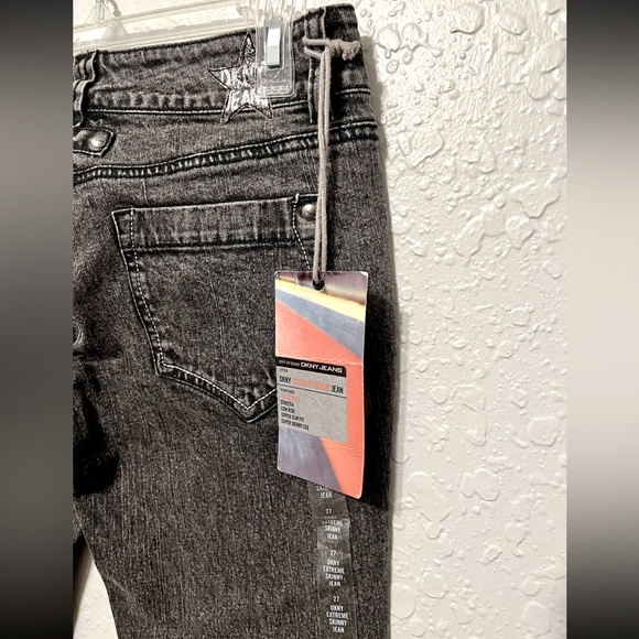 NWT Y2K DKNY Jeans Womens Sz 27 Black Skinny Acid Washed Denim Ankle Zip LowRise - Picture 8 of 12